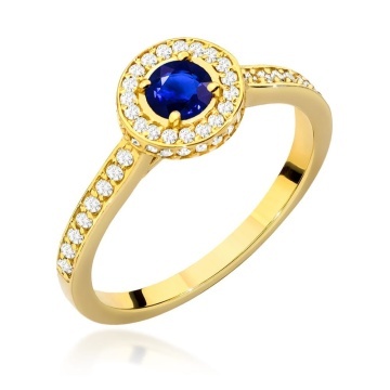 Inel Aur 14K cu Safir 0.30 ct si Diamante Naturale 0.34 ct