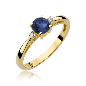 Inel Aur 14K cu Safir 0.50 ct si Diamante Naturale 0.03 ct