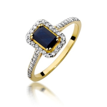 Inel Aur 14K cu Safir 0.60 ct si Diamante Naturale 0.19 ct