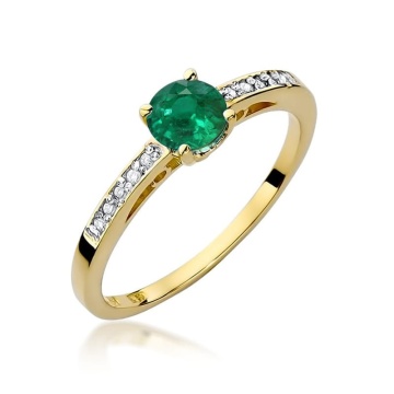 Inel Aur 14K cu Smarald 0.50 ct si Diamante Naturale 0.05 ct