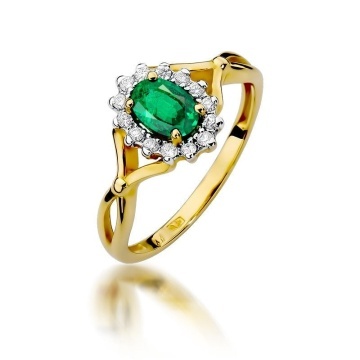 Inel Aur 14K cu Smarald 0.80 ct si Diamante Naturale 0.28 ct