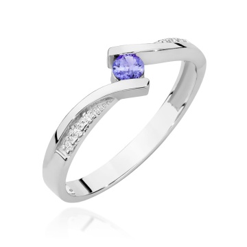 Inel Aur 14K cu Tanzanit 0.15 ct si Diamante Naturale 0.03 ct