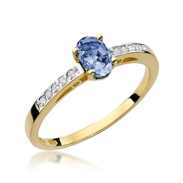 Inel Aur 14K cu Tanzanit 0.40 ct si Diamante Naturale 0.05 ct