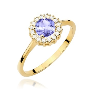 Inel Aur 14K cu Tanzanit 0.50 ct si Diamante Naturale 0.14 ct