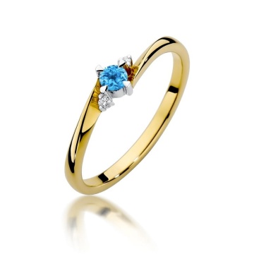 Inel Aur 14K cu Topaz Swiss 0.15 ct si Diamante Naturale 0.02 ct