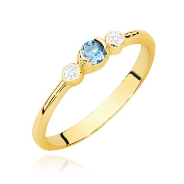 Inel Aur 14K cu Topaz Swiss 0.15 ct si Diamante Naturale 0.06 ct