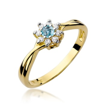Inel Aur 14K cu Topaz Swiss 0.15 ct si Diamante Naturale 0.12 ct
