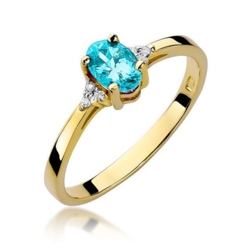 Inel Aur 14K cu Topaz Swiss 0.50 ct si Diamante Naturale 0.05 ct