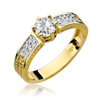 Inel Aur 14K cu White Sapphire 0.60 ct si Diamante Naturale 0.08 ct
