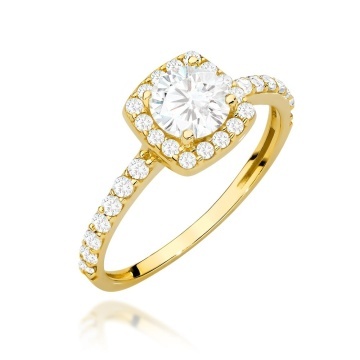 Inel Aur 14K cu Zirconiu Central în Pătrat - Eleganță Definită