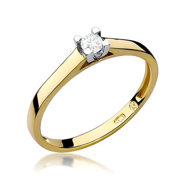 Inel Aur 9K cu Diamant Natural 0.08 ct