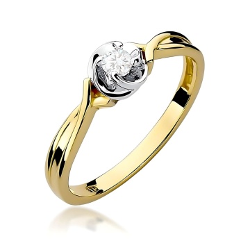 Inel Aur 9K cu Diamant Natural 0.10 ct