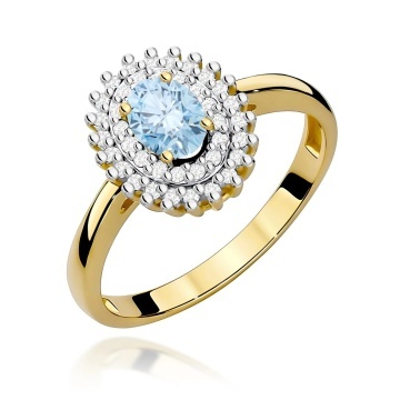 Inel Aur 9K cu Diamante Albastre de Laborator 0.70 ct
