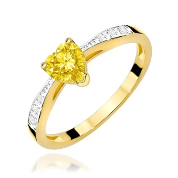 Inel Aur 9K cu Diamante Galbene de Laborator 0.53 ct