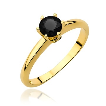 Inel Aur 9K cu Diamante Naturale Albe si Negre 0.54 ct