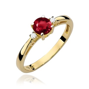 Inel Aur 9K cu Granat 0.60 ct si Diamante Naturale 0.03 ct