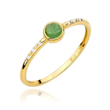 Inel Aur 9K cu Green Tourmaline 0.30 ct si Diamante Naturale 0.03 ct