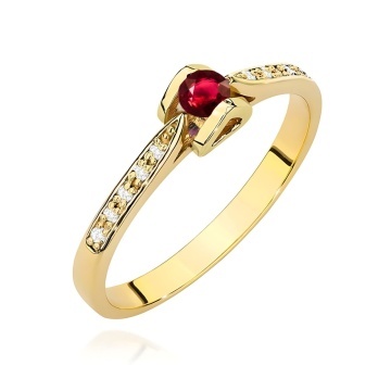 Inel Aur 9K cu Rubin 0.15 ct si Diamante Naturale 0.05 ct