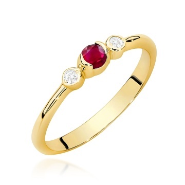Inel Aur 9K cu Rubin 0.15 ct si Diamante Naturale 0.06 ct