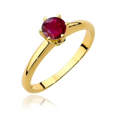 Inel Aur 9K cu Rubin 0.60 ct si Diamante Naturale 0.04 ct