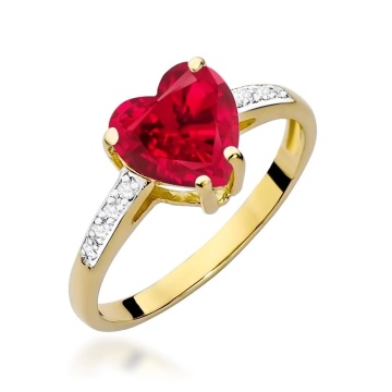Inel Aur 9K cu Rubin 1.70 ct si Diamante Naturale 0.04 ct
