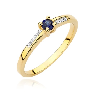 Inel Aur 9K cu Safir 0.15 ct si Diamante Naturale 0.04 ct