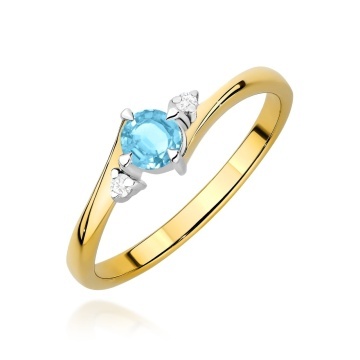 Inel Aur 9K cu Topaz Swiss 0.25 ct si Diamante Naturale 0.03 ct