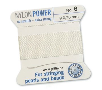 Ata pentru insirat Nylon Power 0.70mm - cu ac atasat - alb