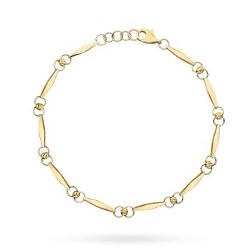 Bratara cu Pandantive Romb si Bilute- Aur 14k