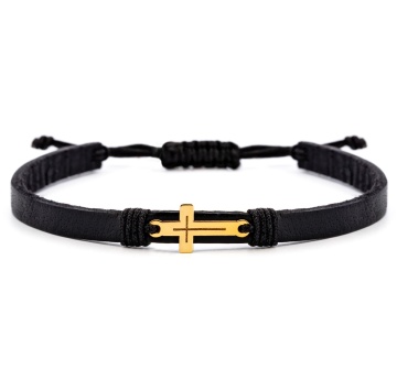 Bratara Forever Faith din AUR 14K si Piele Naturală