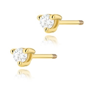 Cercei Aur 14K cu Diamant Natural 0.04 ct Filet cu Protectie