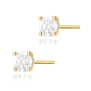 Cercei Aur 14K cu Diamant Natural 0.08 ct