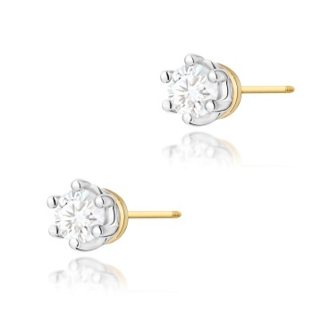 Cercei Aur 14K cu Diamant Natural 0.15 ct Filet cu Protectie