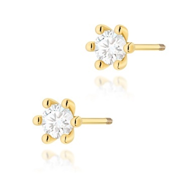 Cercei Aur 14K cu Diamant Natural 0.30 ct Filet cu Protectie