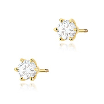 Cercei Aur 14K cu Diamant Natural 0.40 ct Filet cu Protectie