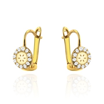 Cercei Aur 14k cu Model si Zirconii Albe