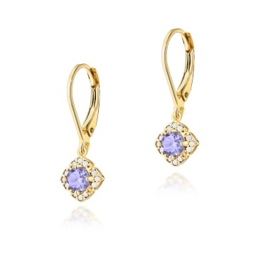 Cercei Aur 14K cu Tanzanit 0.35 ct si Diamante Naturale 0.06 ct