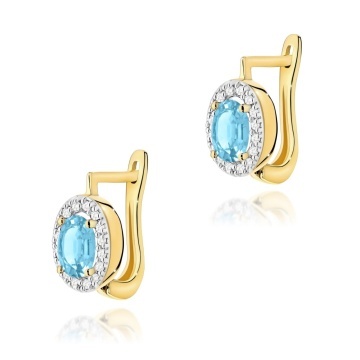 Cercei Aur 14K cu Topaz Swiss 0.50 ct si Diamante Naturale 0.16 ct