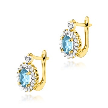 Cercei Aur 14K cu Topaz Swiss 0.50 ct si Diamante Naturale 0.19 ct