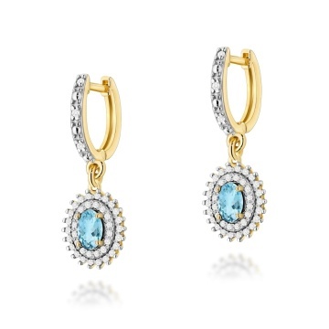 Cercei Aur 14K cu Topaz Swiss 0.50 ct si Diamante Naturale 0.44 ct