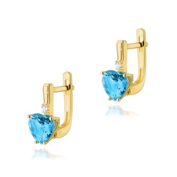 Cercei Aur 14K cu Topaz Swiss 1.20 ct si Diamante Naturale 0.03 ct