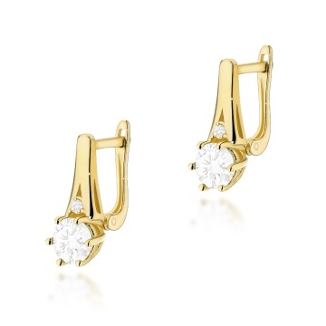 Cercei Aur 14K cu White Sapphire 0.60 ct si Diamante Naturale 0.03 ct