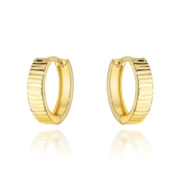 Cercei Aur 14K Rotunzi Ornamentati cu Striatii