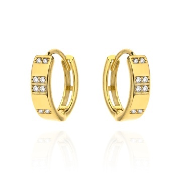 Cercei Aur Galben 14K cu Zirconiu, Model Rotund