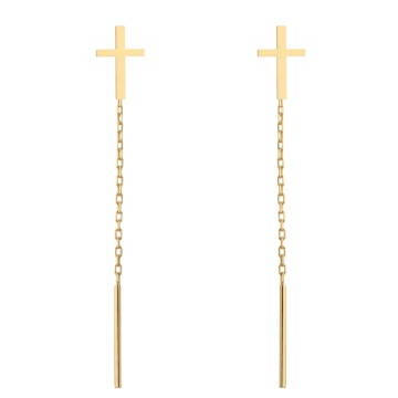 Cercei Fir Aur 14k cu Cruce