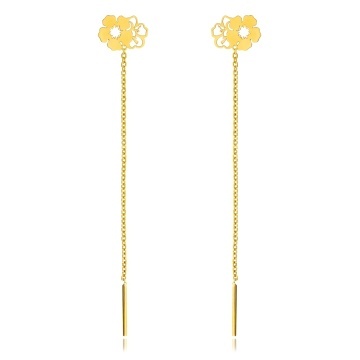 Cercei Flowers din AUR 14K cu lantișor