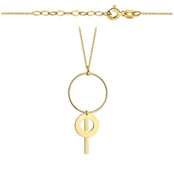 Colier cu Cerculet, Banut si Placuta- Aur 14k