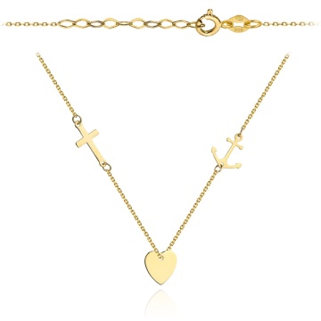 Colier cu Cruciulita, Inima si Ancora- Aur 14k