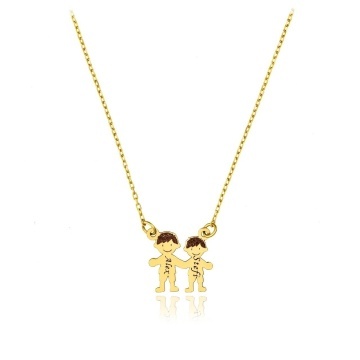Colier din aur 14k cu 2 copii personalizat la comanda