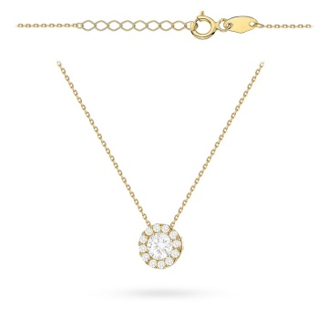 Colier Elegant Din Aur 14K Cu Pandantiv Cerc Și Cirkonii